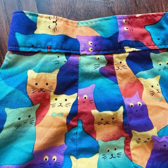 Handmade Rainbow Cat Print Womens Jorts Colorful Festival Pride Waist 29” Size 6 - Picture 6 of 16
